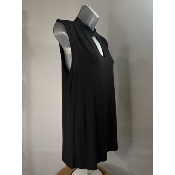 Jennifer Lopez Black Sleeveless Keyhole Neckline Choker Cut Top Tunic Collar Med - Picture 4 of 16